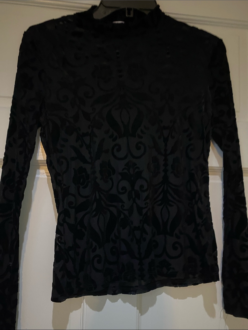 Grazie Black Velvet Burnout Long Sleeve Top